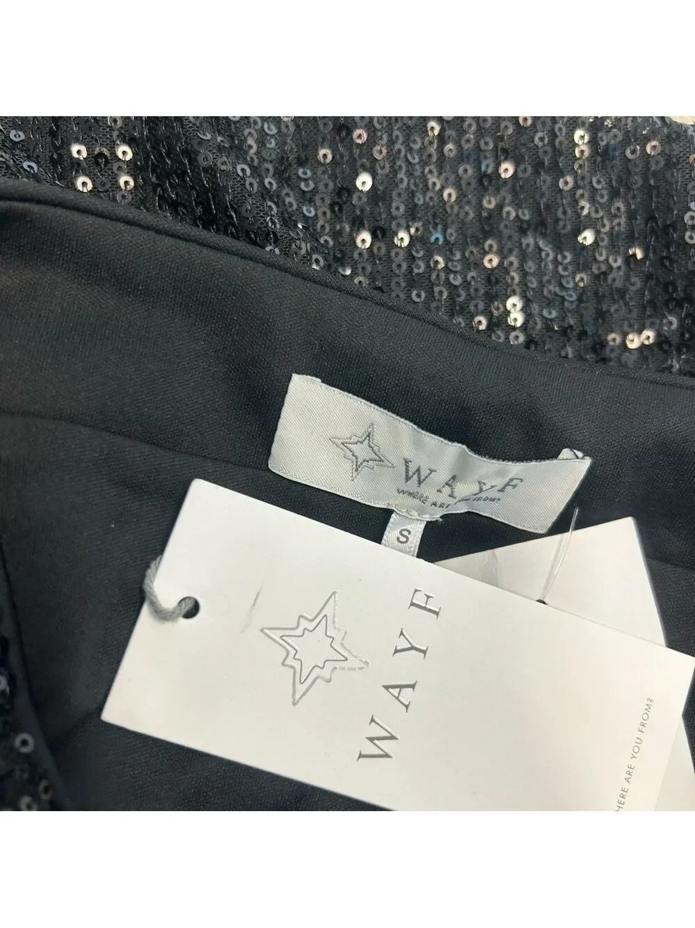 Wayf black sequin midi pencil skirt stretchy NWT